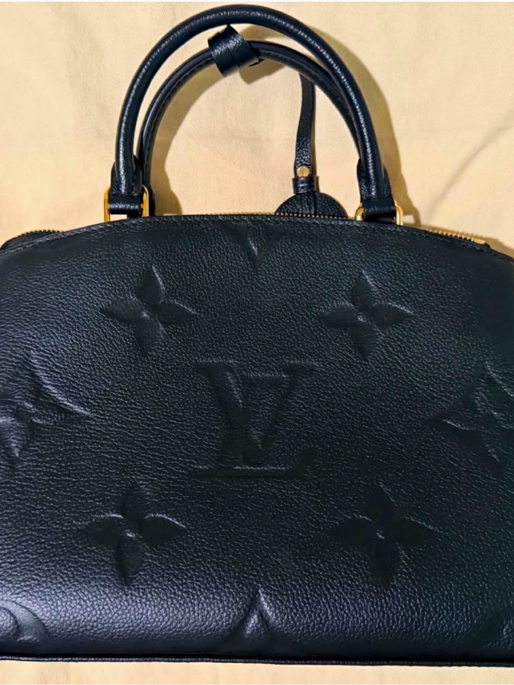 Louis Vuitton Black Embossed GRAND PALAIS Satchel with Gold Hardware